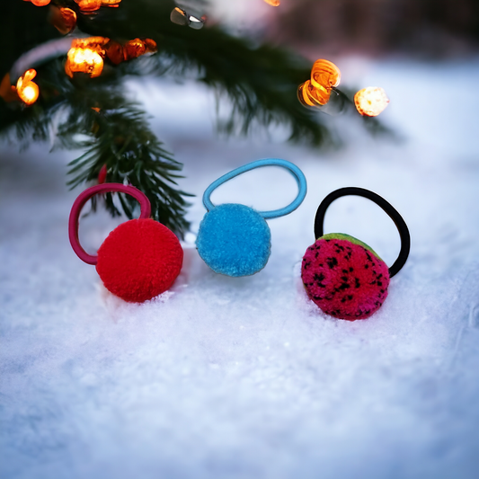 Fun Pom Pom Hair Tie Variety