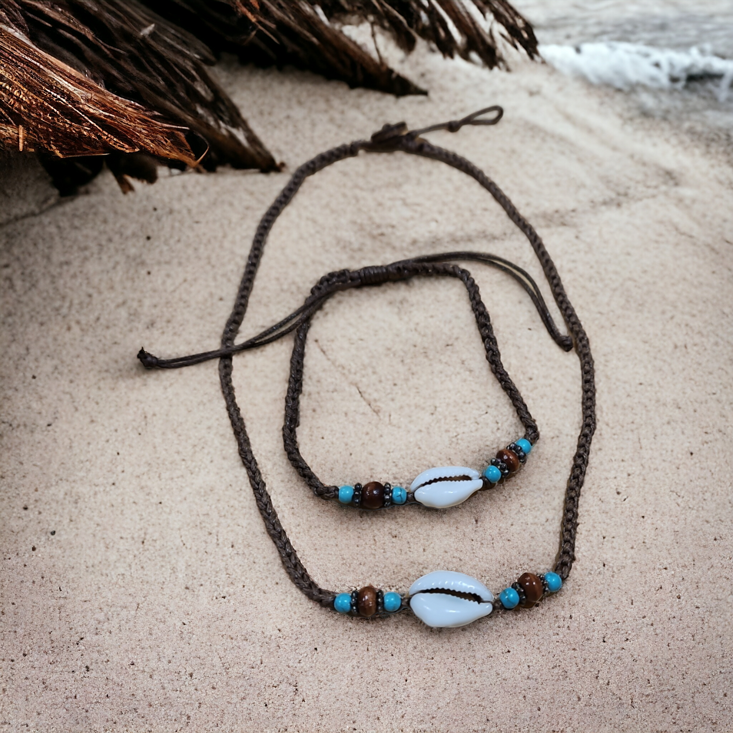 Braided Necklace with Sea Shell and Bracelet Set
