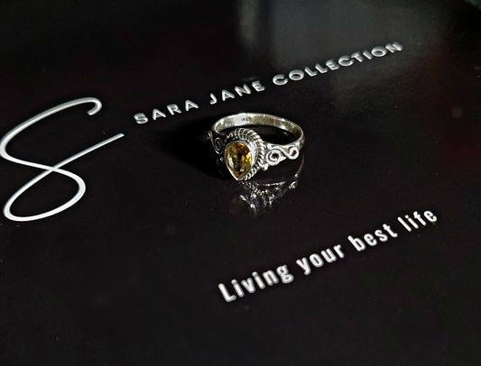 Sterling Silver Canary Gem Stone Ring