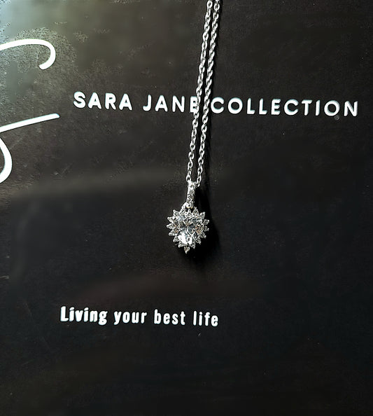 Sterling Silver Necklace CZ Pendant